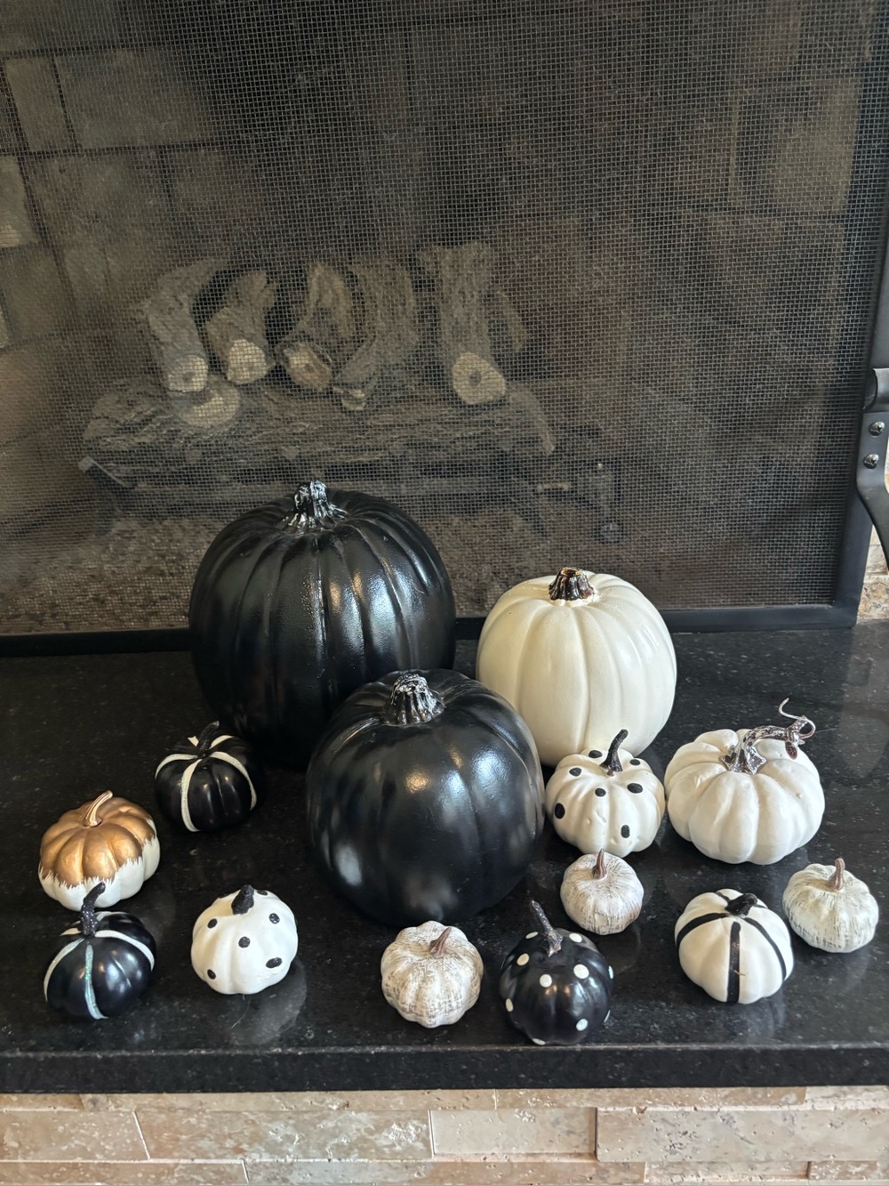 Decorative Black and White Pumpkin Set - Home Accents